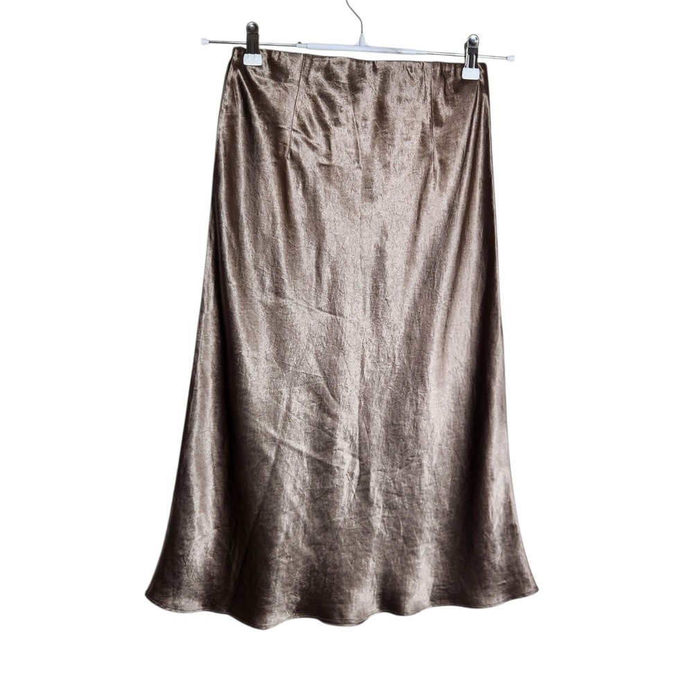 Babaton Aritzia Metallic Bronze Taupe Midi Slip Skirt Size 6